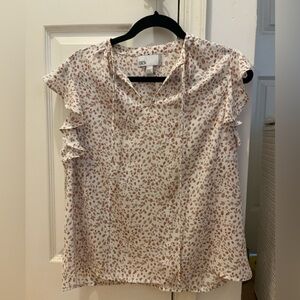 *New Nordstrom Cream and Brown Ruffle Sleeve Blouse